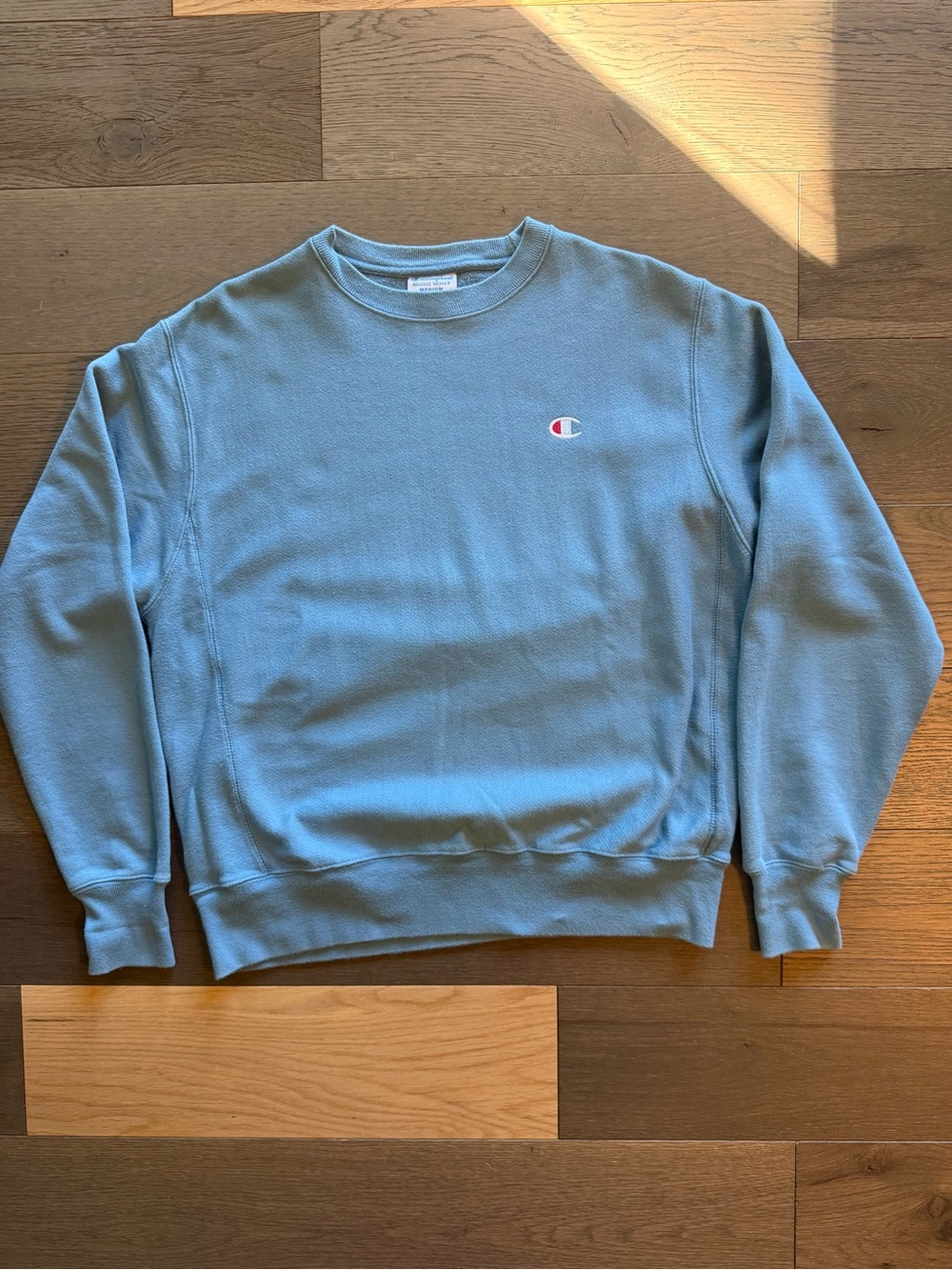 Champion Reverse Weave Crewneck Sweatshirt Light Blue Medium Excellent Condition